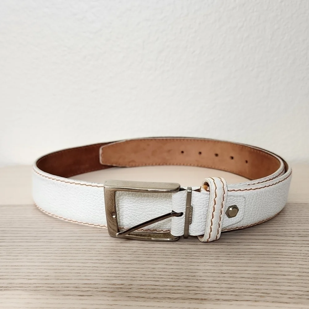 Roger Ximenez White French Calf Leather Belt